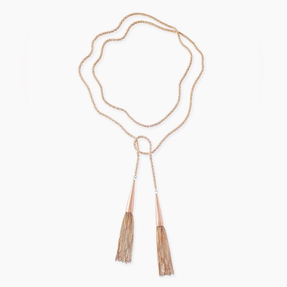 KENDRA SCOTT Phara Rose Gold Chunky Tassels Lariat Chain Necklace 48.5" - Picture 1 of 12